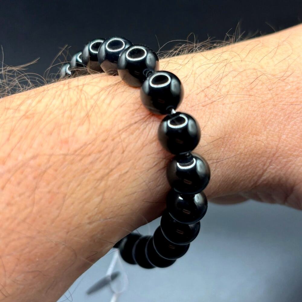 Blackjack BJS244BSO Men's Black Onyx Beaded Bracelet Stainless Steel NIBWT - Picture 13 of 15